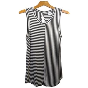 Cabi Gray & White Stripe Sleeveless Top Small